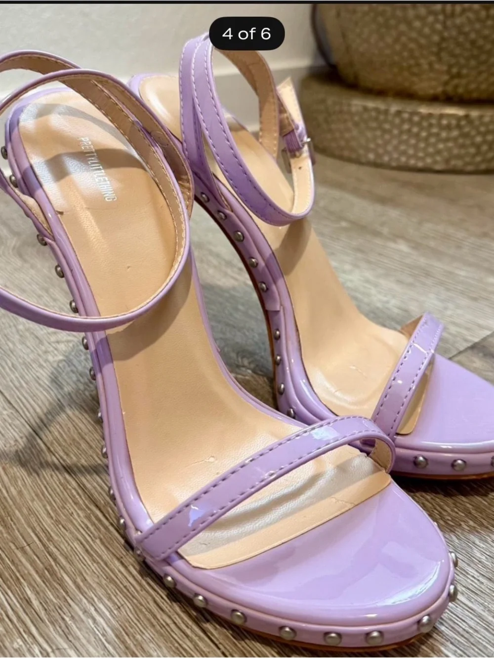 PrettyLittleThing Lilac Studded High Heel Sandals